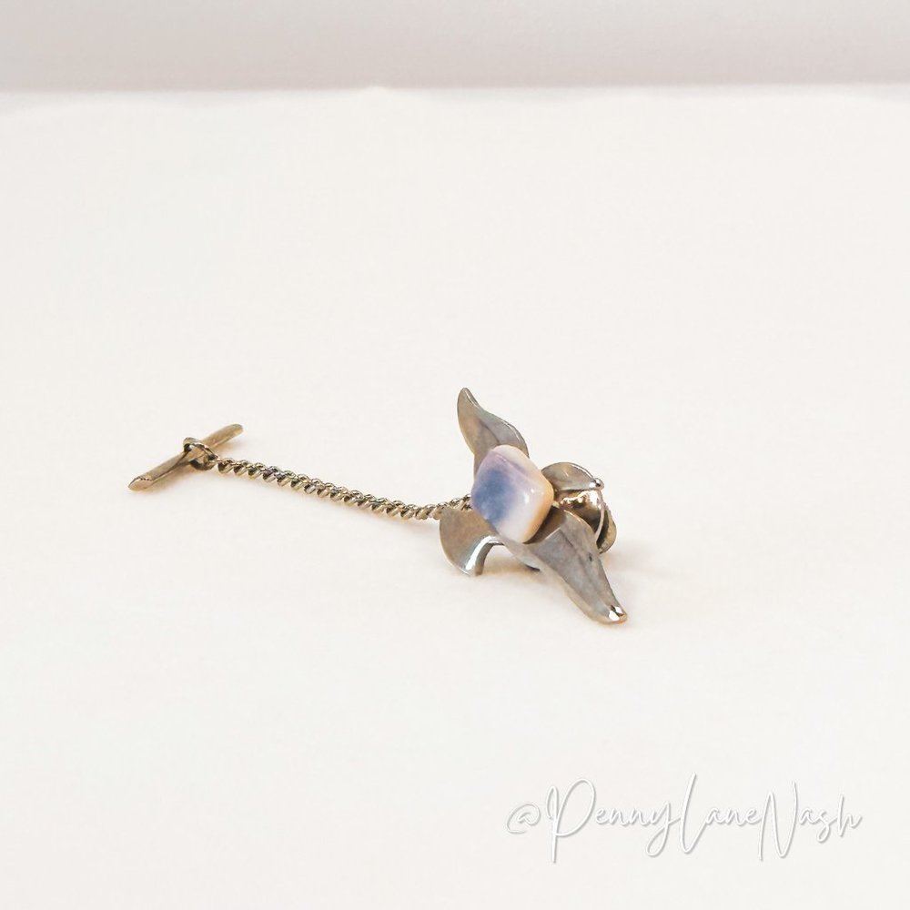 Vintage Bird w/ Blue Stone Tie Tack Chain - Picture 5 of 6